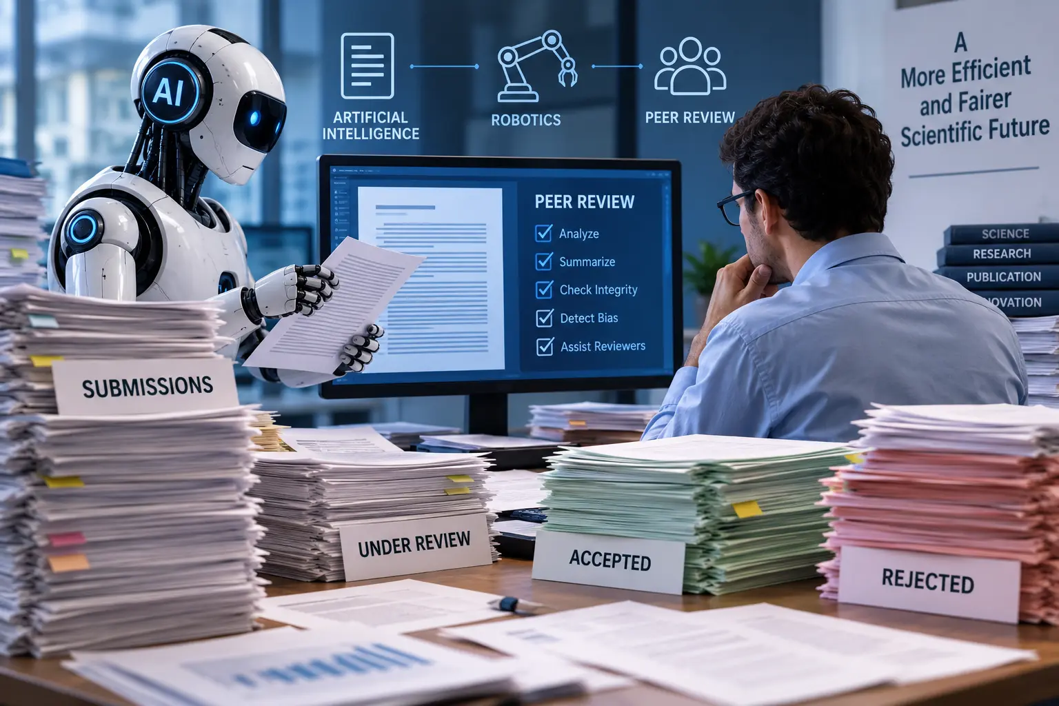 Navigating the Paper Deluge: Artificial Intelligence, Robotics, and the Peer-Review Crisis