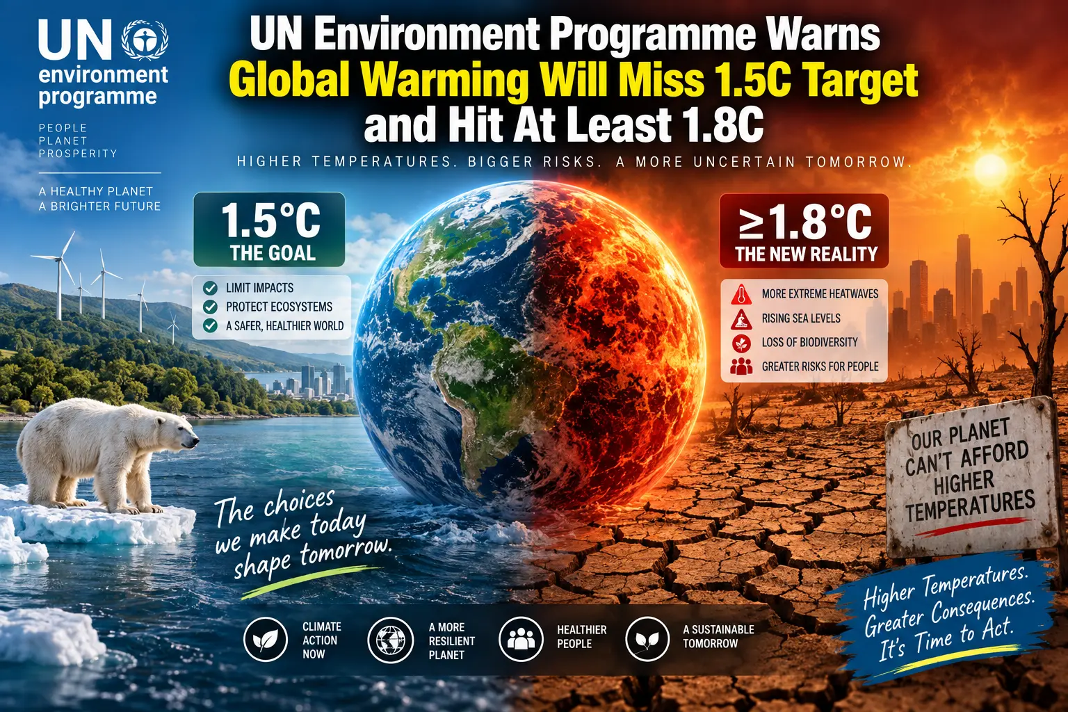 UN Environment Programme Warns Global Warming Will Miss 1.5C Target and Hit At Least 1.8C